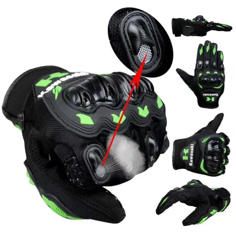 Vollfinger Motorradhandschuhe rutschfest stoßdämpfend Outdoor grün rot orange