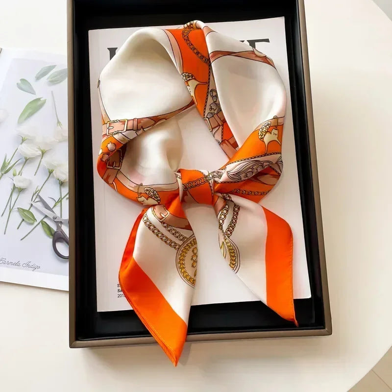 Luxus Seide Quadrat Schal Frauen Weich Satin Haarband Halstuch Büro Hijab