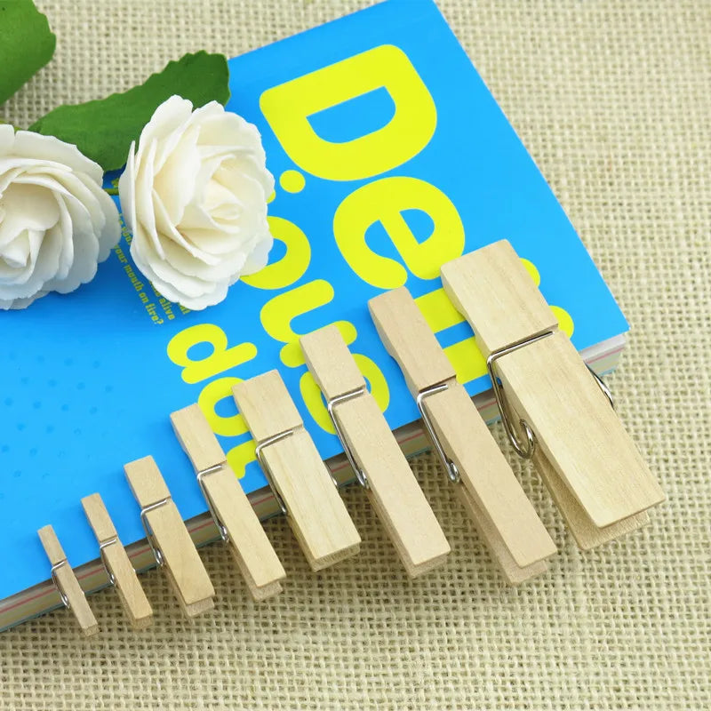 50 Mini Holz Clips für DIY Handwerk, Foto Deko & Büro – Verschiedene Größen