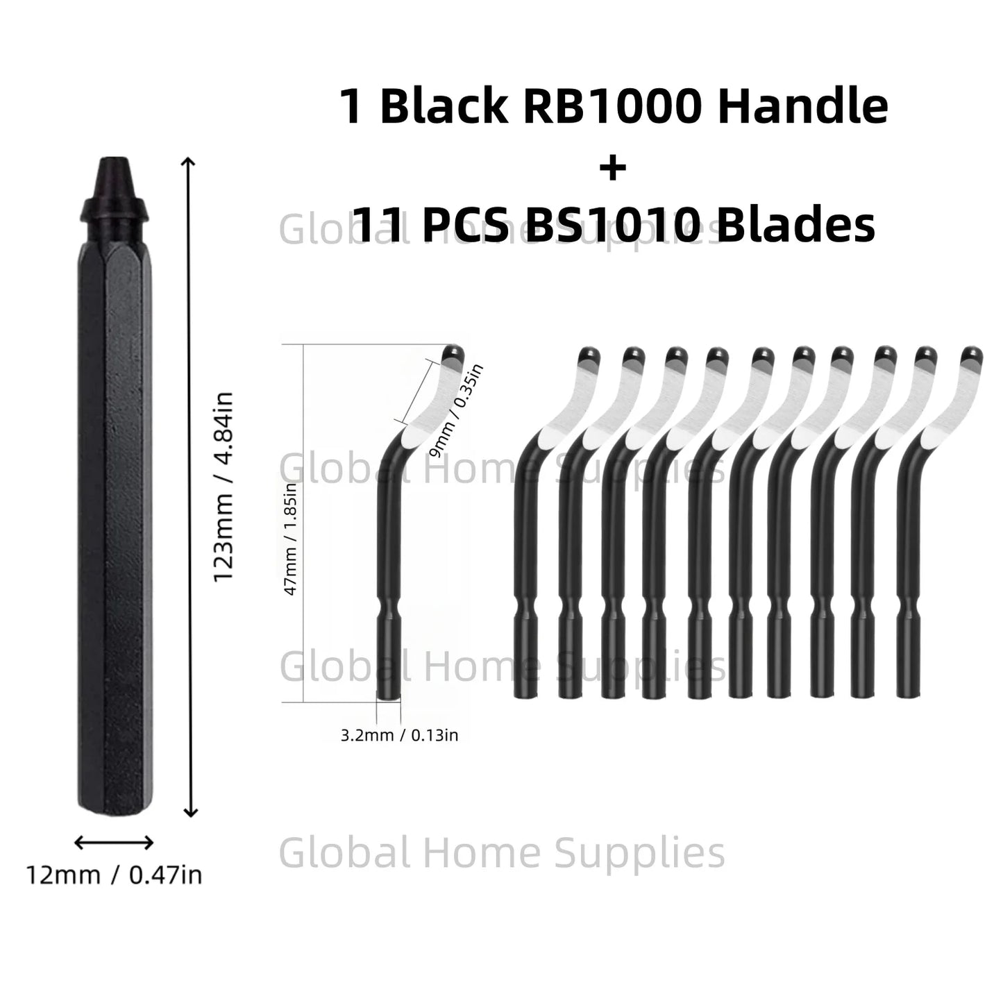 Entgratungswerkzeug Set RB1000 mit 1 oder 11 Schnellarbeitsstahl-Schwenkklingen
