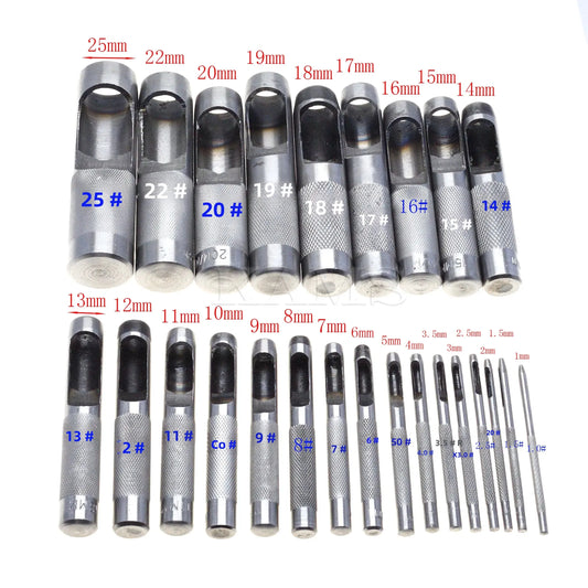 Lederwerkzeug Lochstanzer Set 1 bis 25 mm für Leder und Leinwand