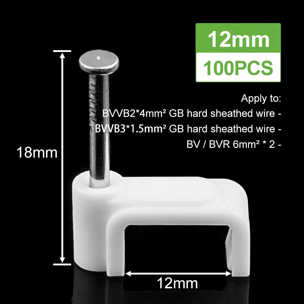 100x Flache Kabelklemmen Set für Drahtmanagement 4-14mm - Kabelhalter