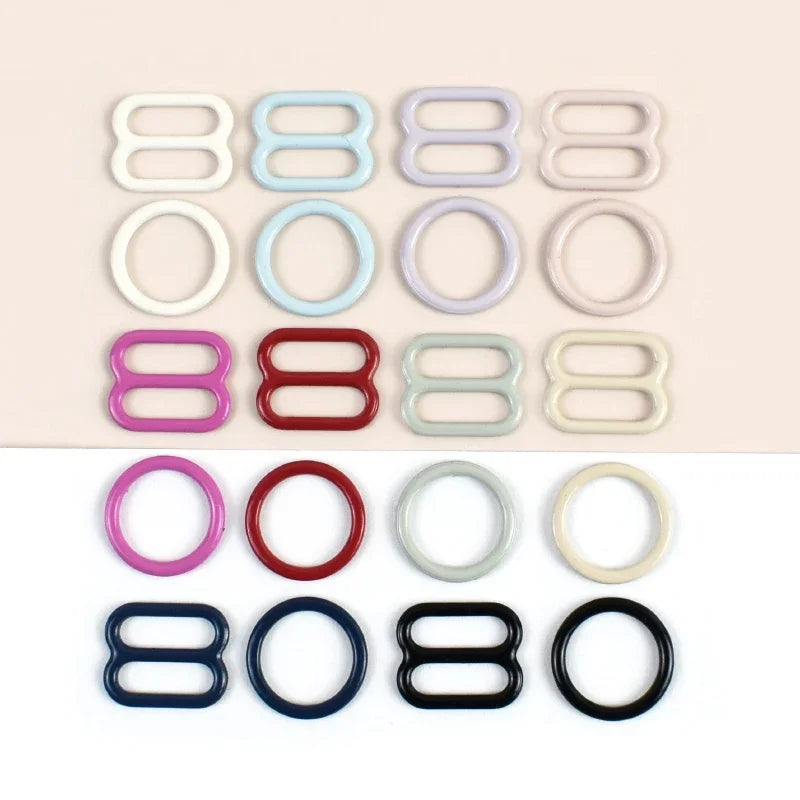 50 100er Set 10mm Einstellbare Bh Gurtschnallen O Ringe Karabiner Clips