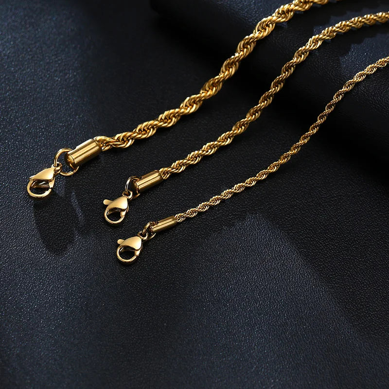 Verstellbares Edelstahl Armband mit gedrehter Seilkette für Damen und Herren