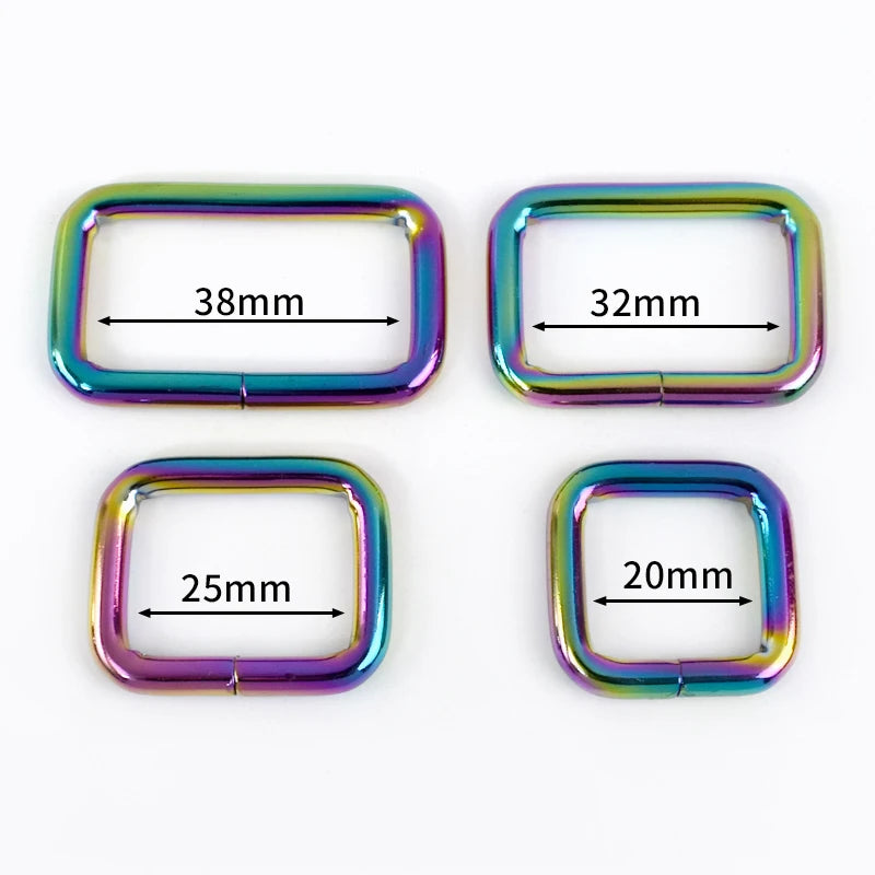 10er Set verstellbare Regenbogen Metallschnallen für Taschen und Gürtel