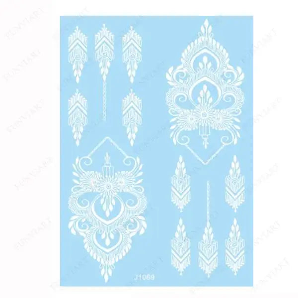Weiße Henna Temporäre Tattoos für Frauen Hand Mehndi Party Körperkunst