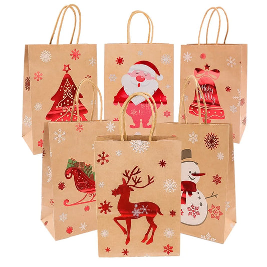 1-30 Stück Weihnachten Kraftpapier Taschen für Süßigkeiten und Geschenke