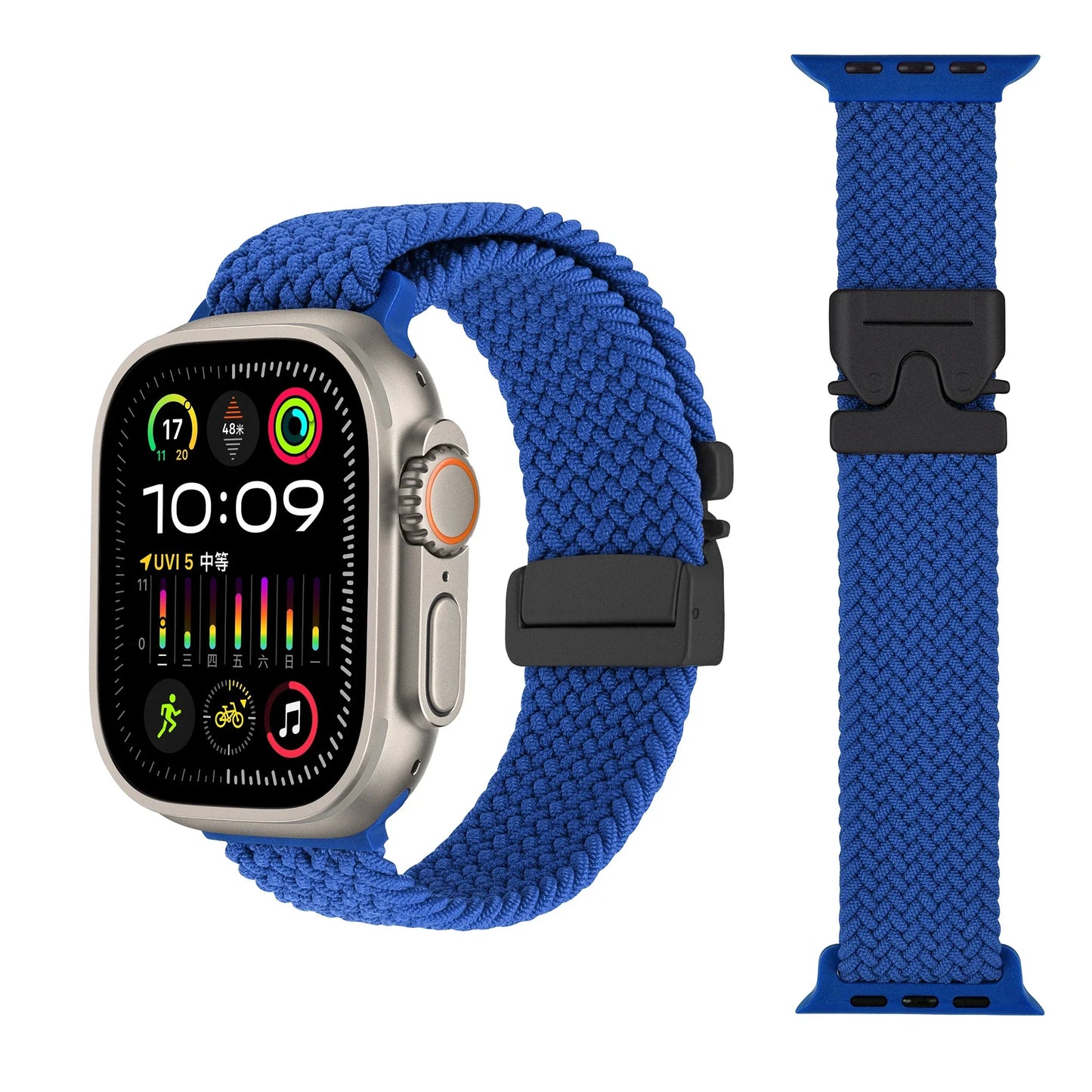 Geflochtenes Fallschirm-Nylonarmband mit Metallverschluss für Smartwatches
