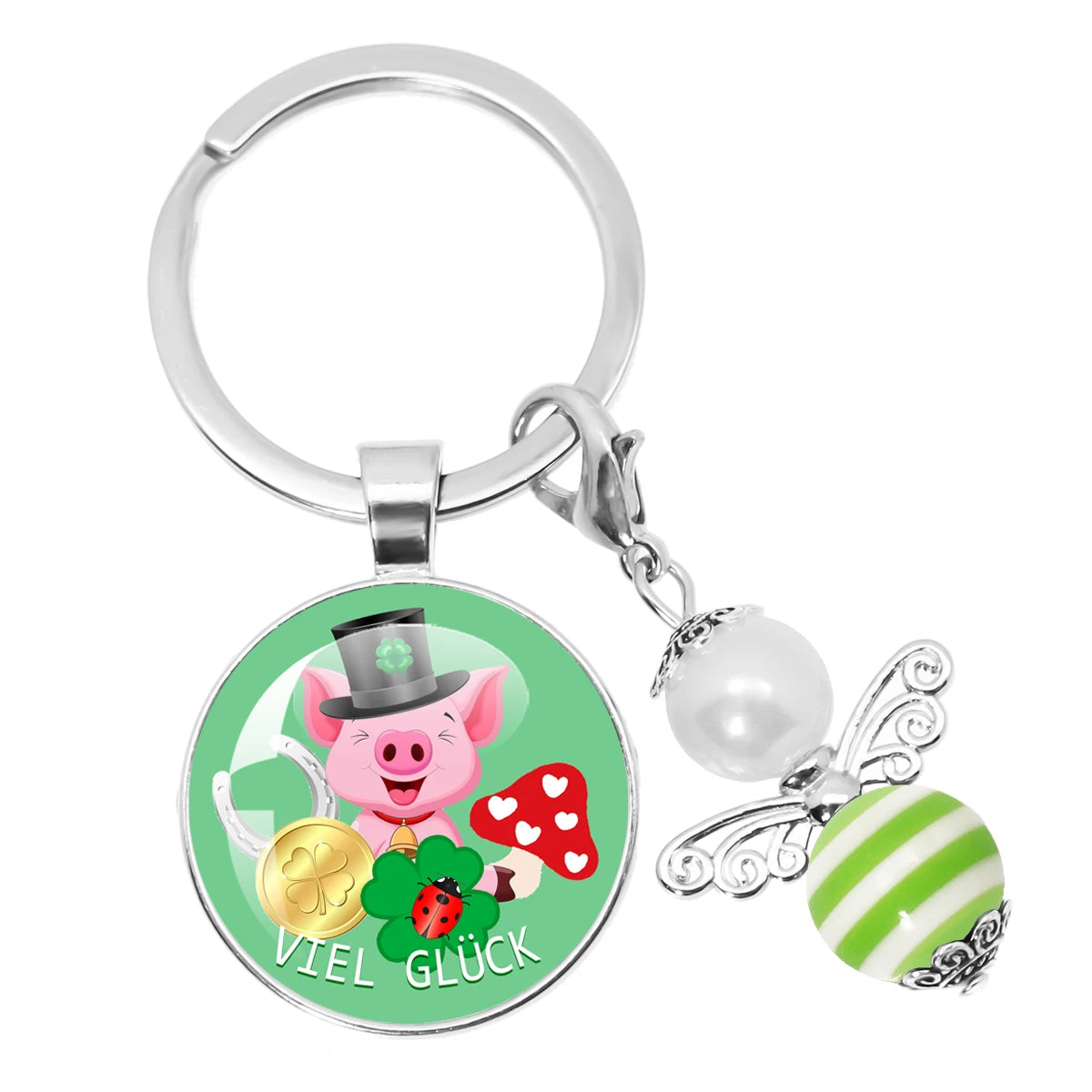 Glücksbringer Schlüsselanhänger mit vierblättrigem Kleeblatt Design