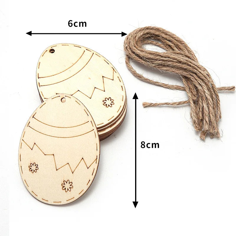 10 Holz Kaninchen Ei Anhänger Hohl Ostern Party Dekoration DIY-Yabubest - Home & More