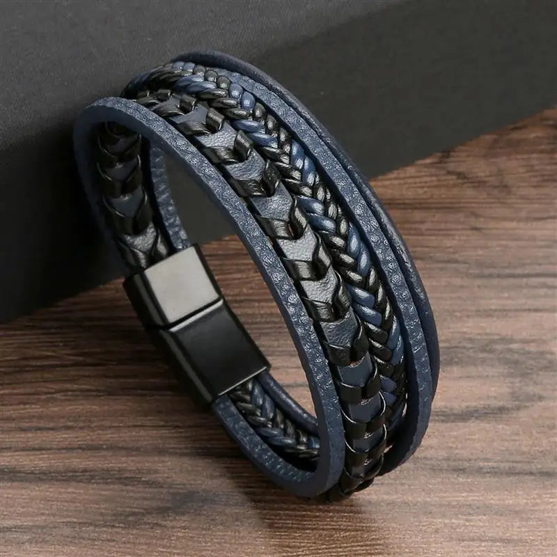 Handgewebtes Lederarmband für Herren – Multilayer Stil