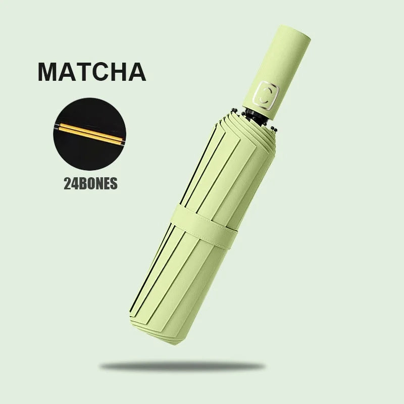 Großer 24-Knochen Automatikschirm UV-Schutz faltbar Regenschirm Erwachsen