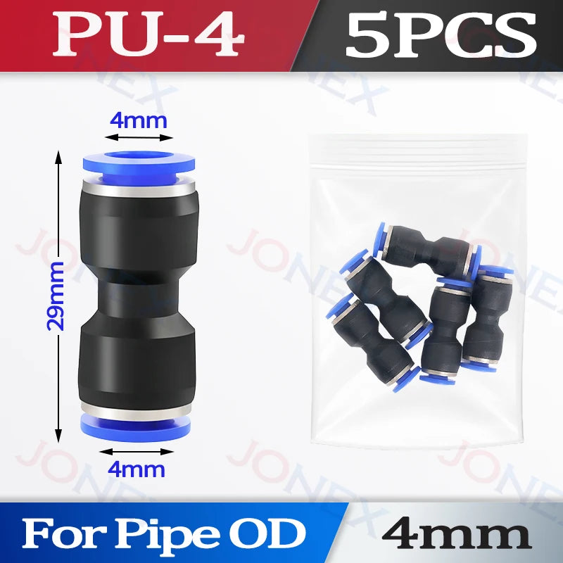 5er Set Pneumatische Schnellkupplung 4-10mm Push-in Verbindung für Luft