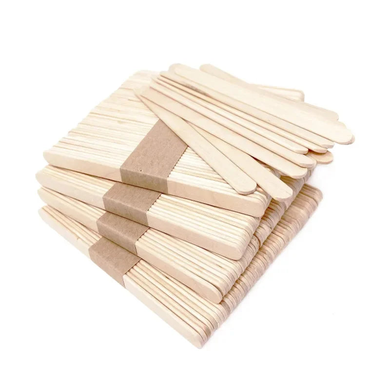 50 Naturholz-Sticks zum Basteln - Eismachen – 11,5x1 cm, 50 Stück raw