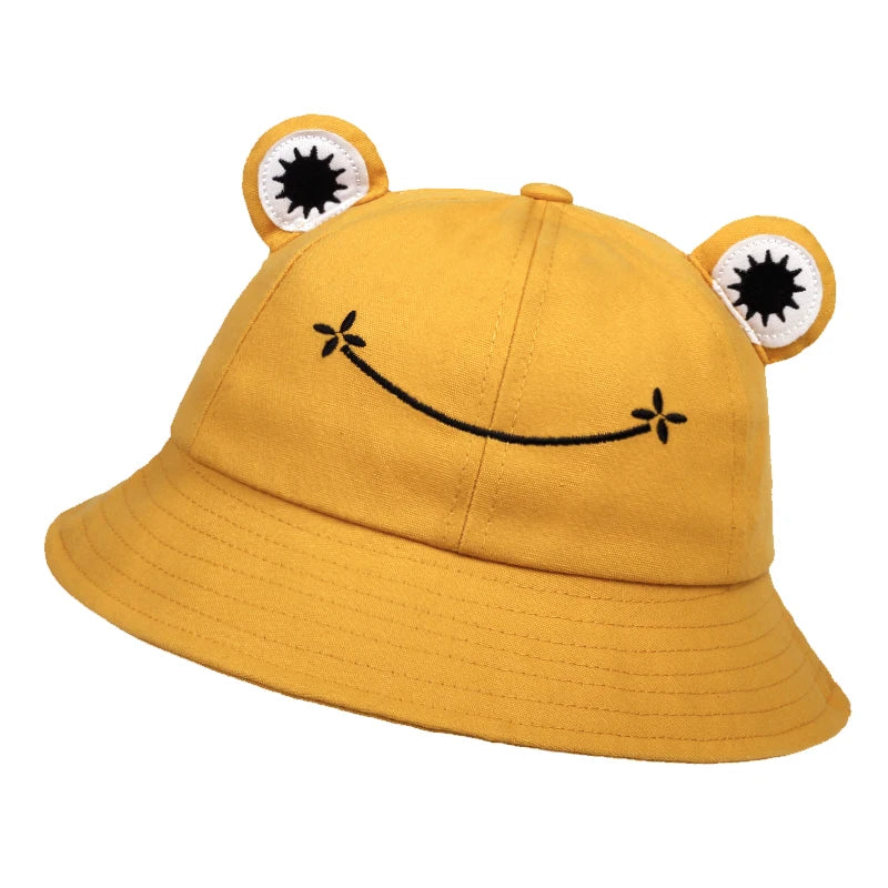 Leichter Baumwoll-Eimerhut mit Frosch-Design – Stylischer Sonnenschutz für Damen