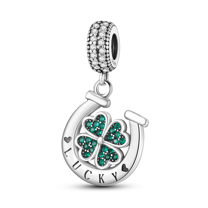 925 Sterling Silber Charm mit rosa Schmetterling - leuchtenden Glühwürmchen