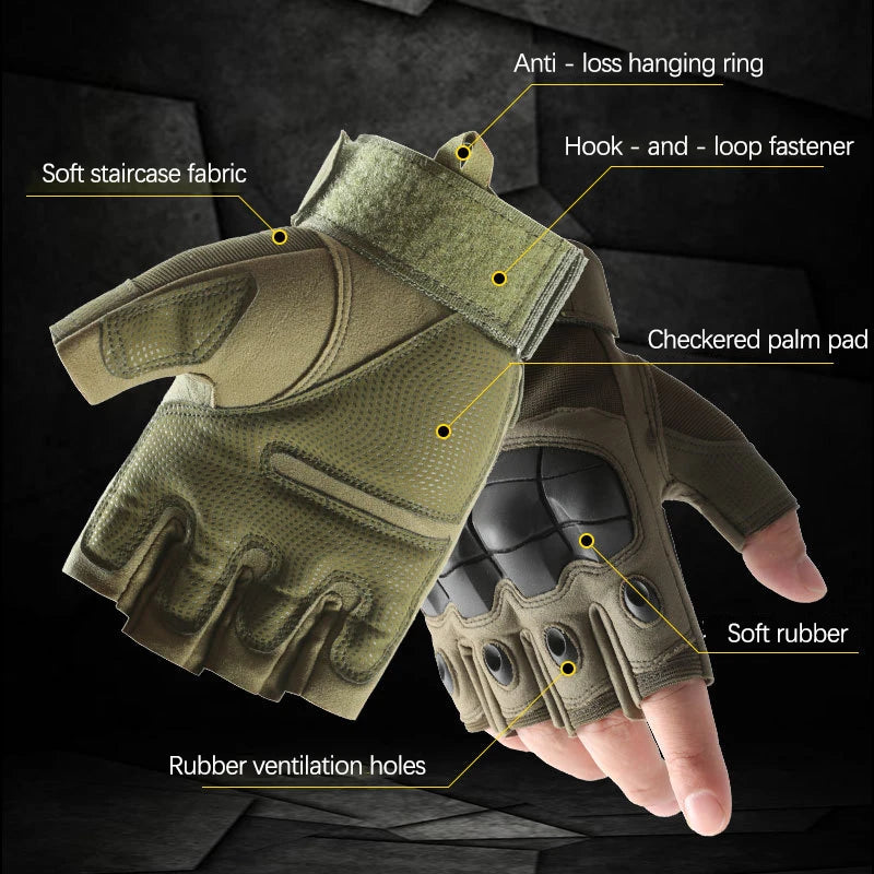 Taktische Softshell Handschuhe Halbfinger Rutschfest für Outdoor Sport