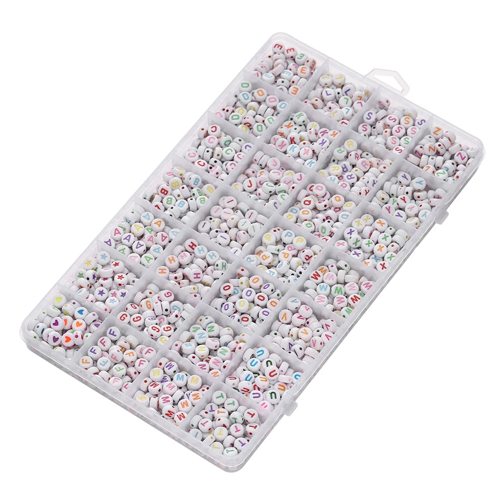 1400 Acryl Buchstabenperlen A-Z 7mm DIY Schmuckherstellung Zubehör