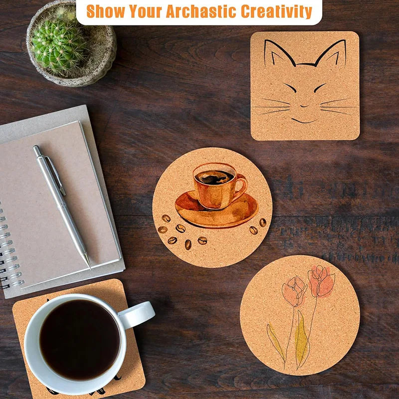 Tisch Korkuntersetzer für Tassen und Gläser – Umweltfreundlicher Schutz