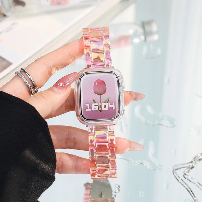 Laser-transparentes Acrylarmband mit Faltschließe für Smartwatches