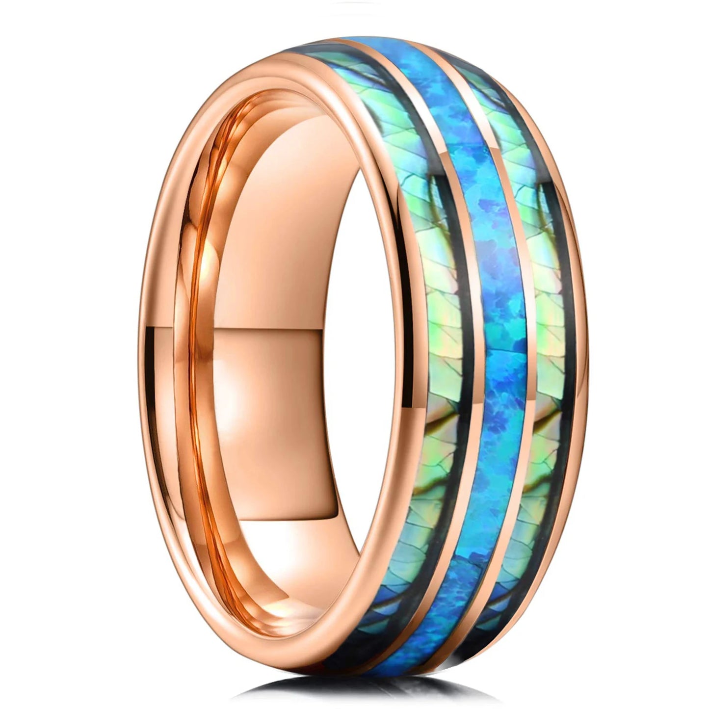 8mm Edelstahl Ring Herren Carbon Faser Inlay Hochzeitsband Geschenk