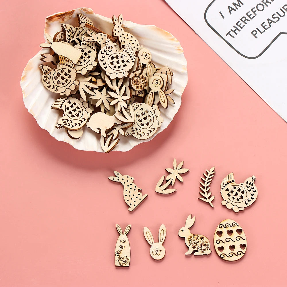 50-teiliges Set aus Holzornamenten für DIY Handwerk und Dekoration - Yabubest - Home & More
