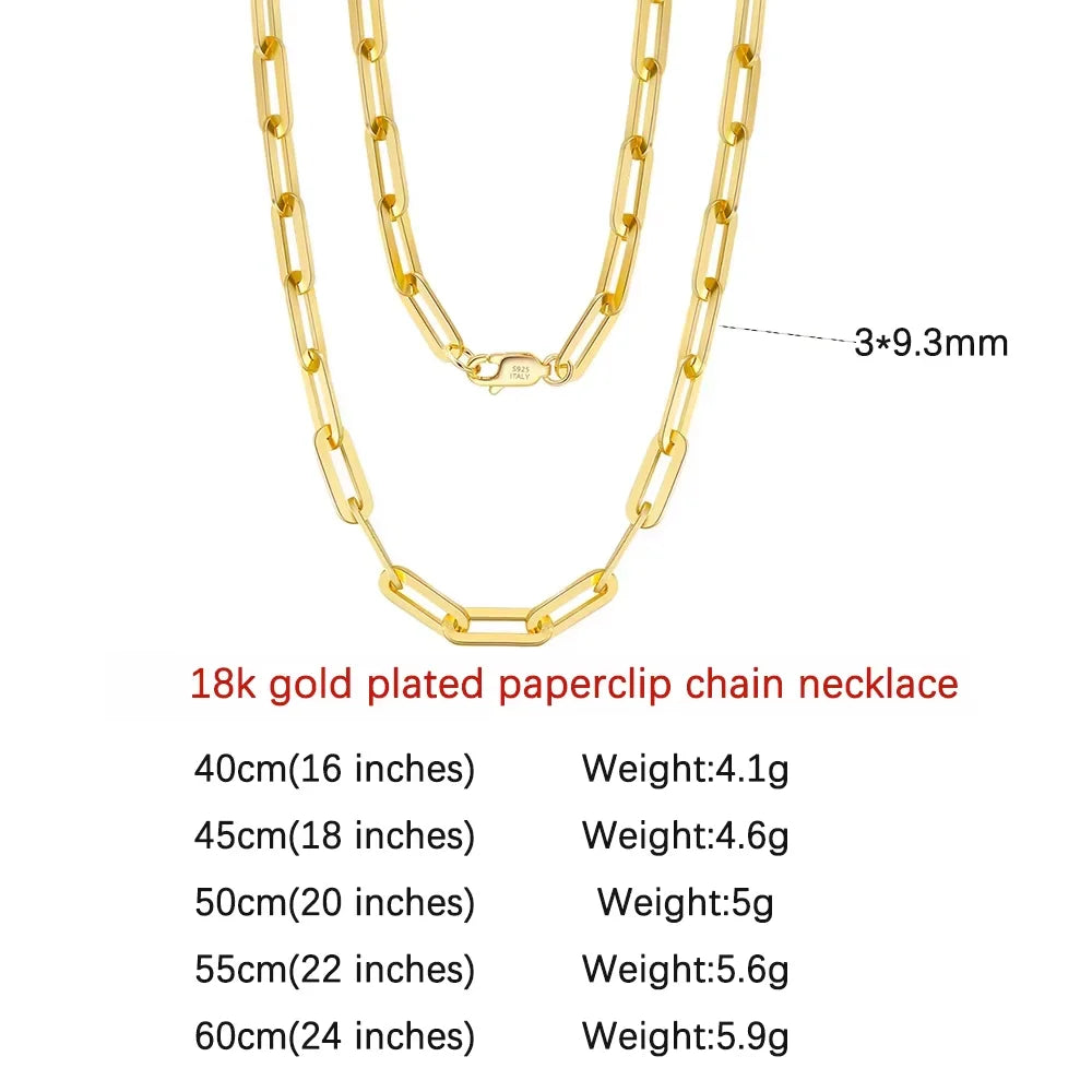 Orsa Jewels 14K vergoldete 925er Sterlingsilber Halskette Büroklammer