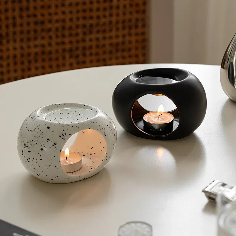 Schwarzer Rohrdiffusor für ätherische Öle mit Kerzenheizung