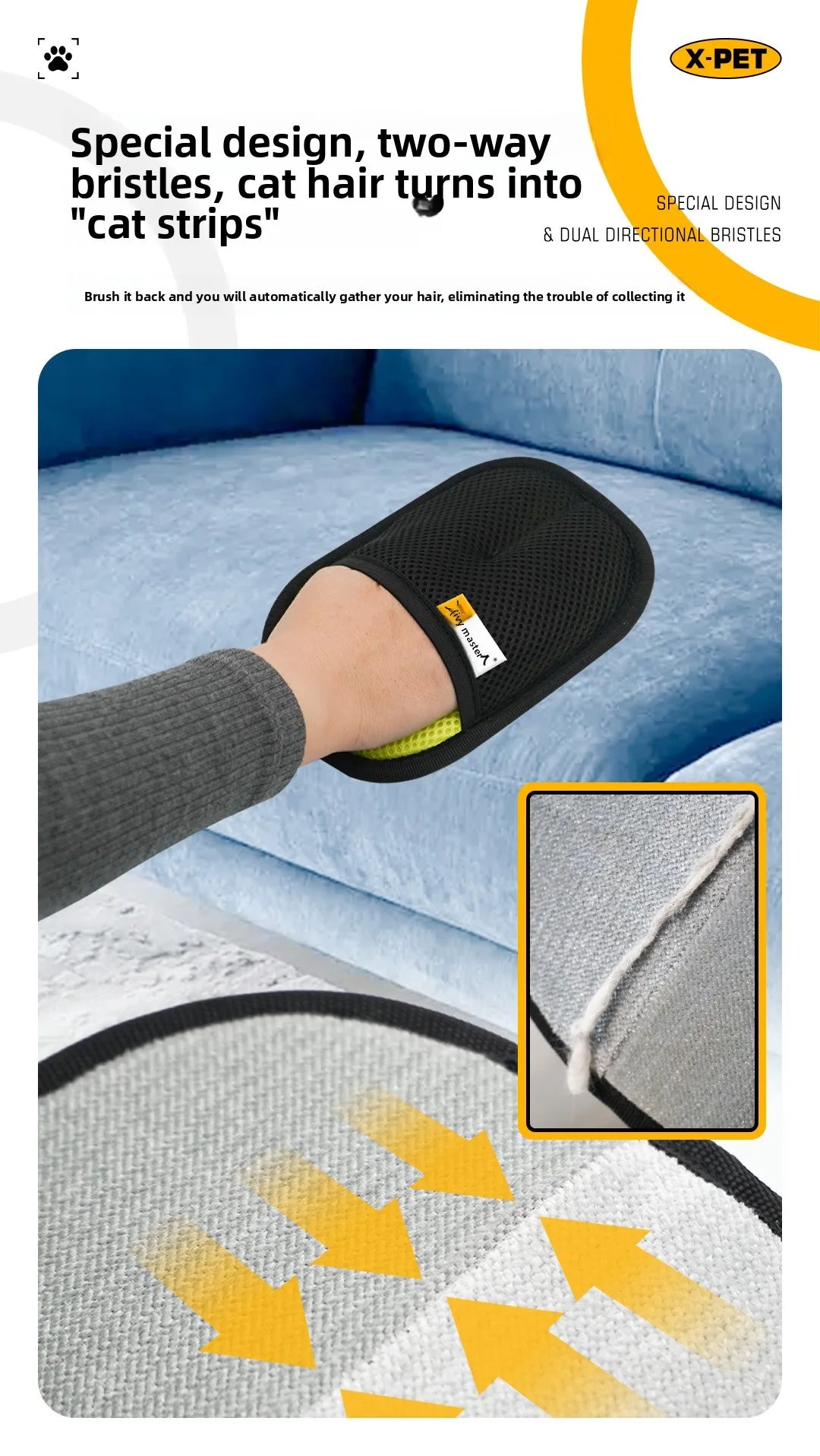 2-in-1 Haustier-Haarentfernungshandschuhe für Katzen und Hunde-Yabubest - Home & More