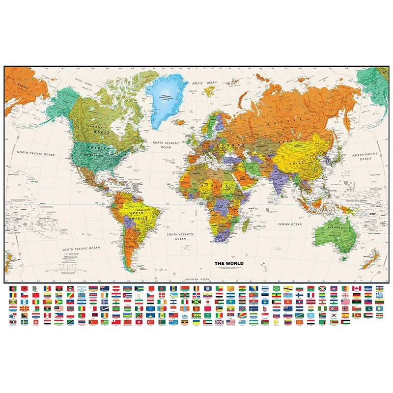 Große Wandkarte 100 x 70 cm für Bildung und Dekoration