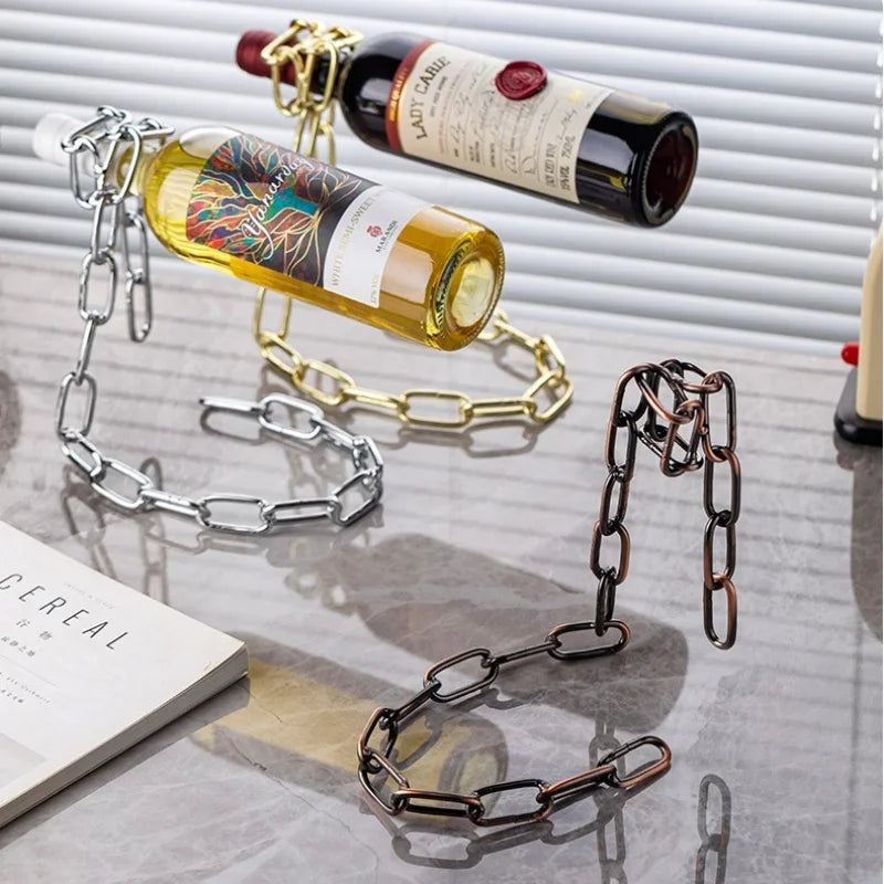 Kreative Metall Kette zum Hängen als Wein Rack und Dekoration