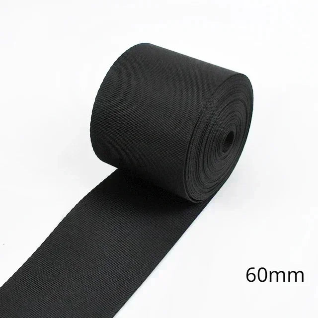 5M Schwarz Nylon Gurtband 10-100mm Rucksack Tasche Nähen DIY Projekte