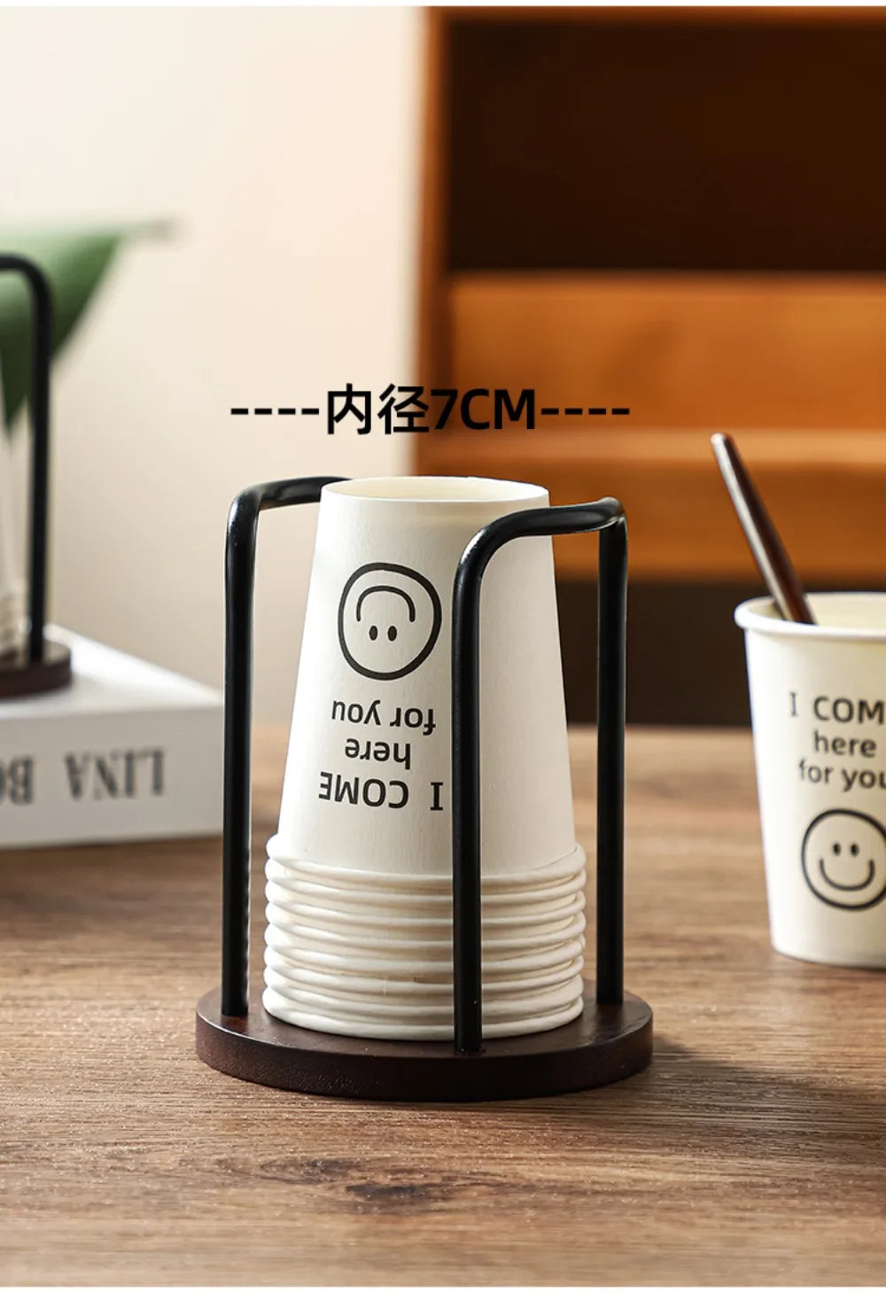 Praktischer Pappbecherhalter aus Holz für Schreibtisch und Küche