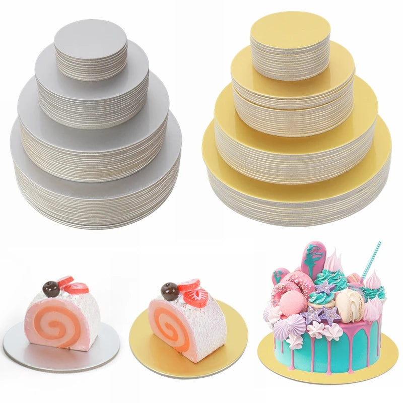 Runde Kuchenboards 10 16 22 26 cm Gold Silber Basis für Cupcake Dessert