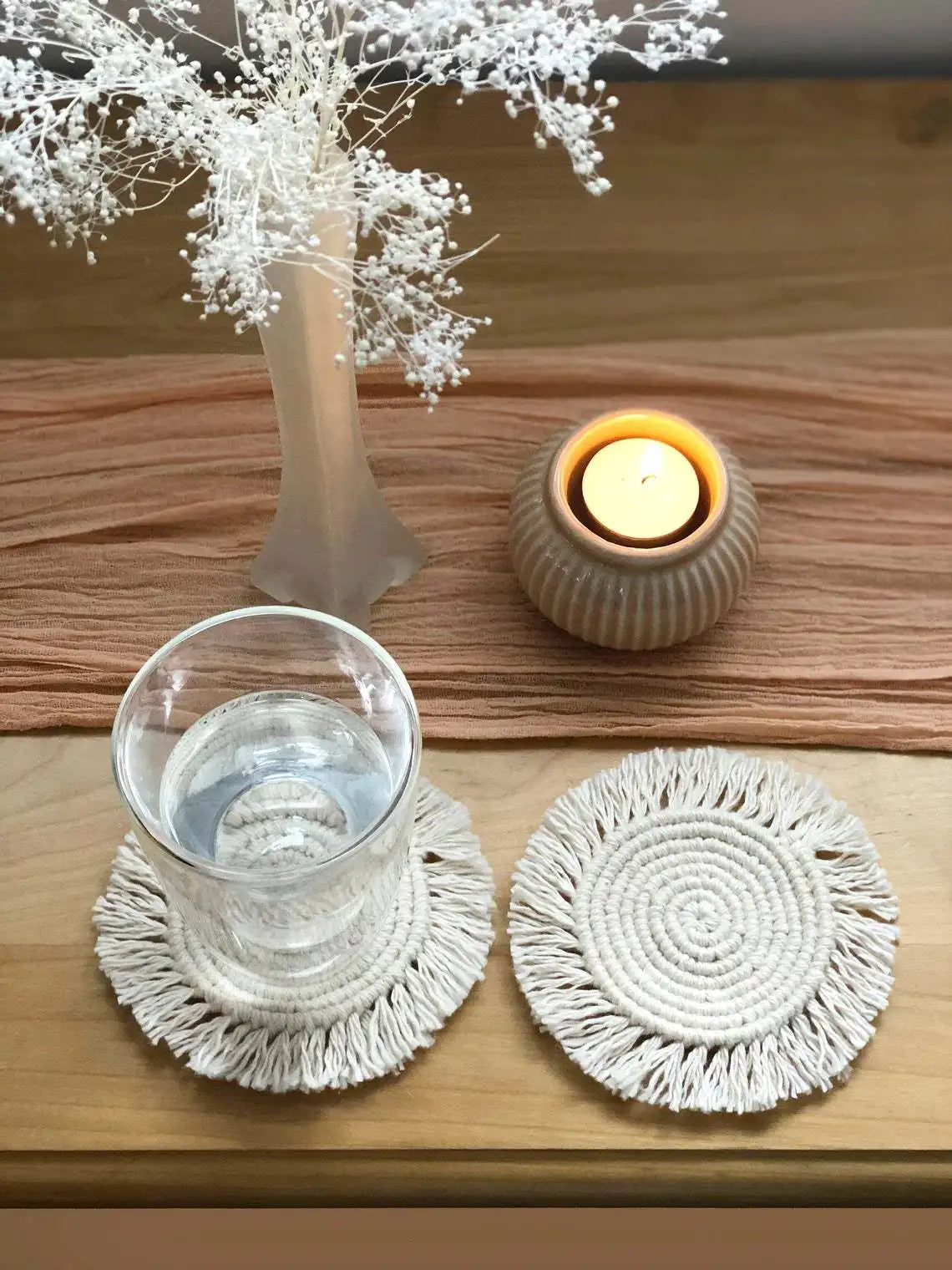 Makramee Tischsets Baumwolle Handgefertigt fuer Tassen Unterlagen