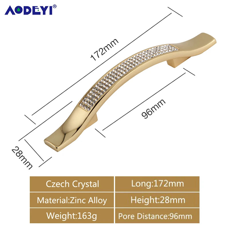 Eleganter Kristall Möbelknopf Diamant Optik für Schrank Schublade Gold/Chrom