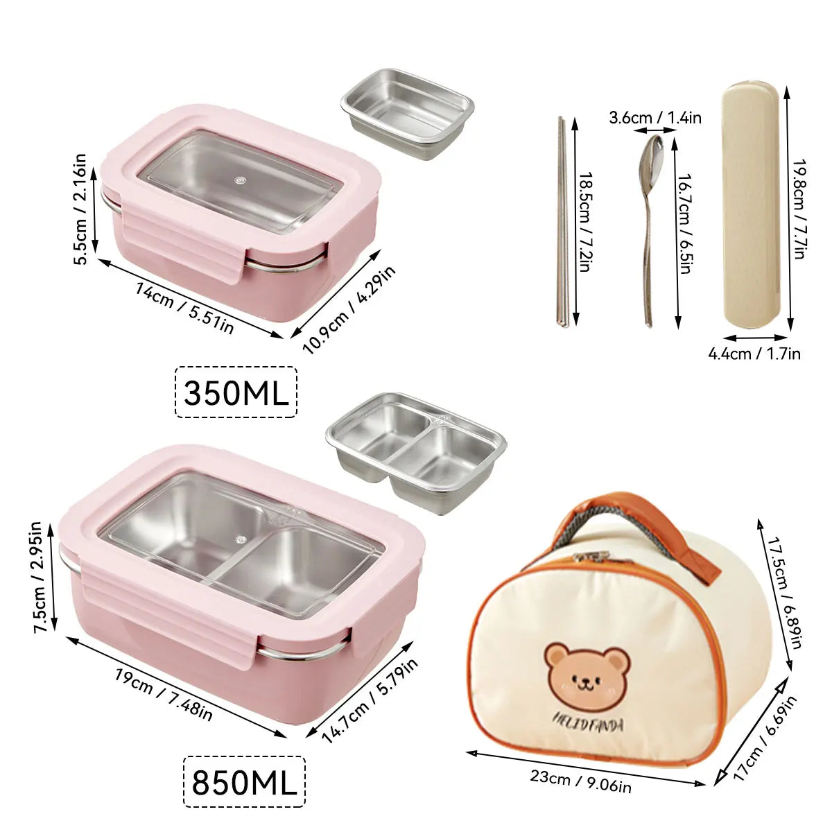 304 Edelstahl Geteilte Lunchbox – Mikrowelle, Dicht, für Schule & Büro