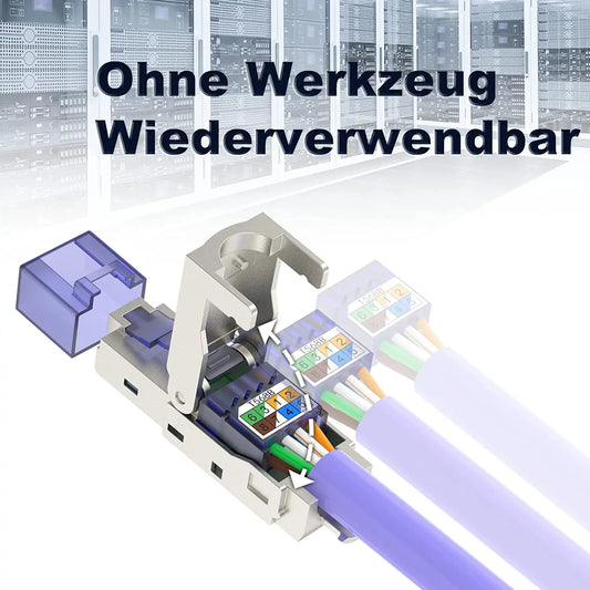 Werkzeugloser RJ45 CAT8 Cat7 Cat6A Stecker Wiederverwendbar Abgeschirmt