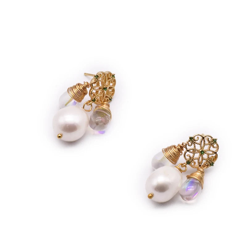 Natürliche Süßwasserperlenkette, Vintage Stil, Damen Anhänger