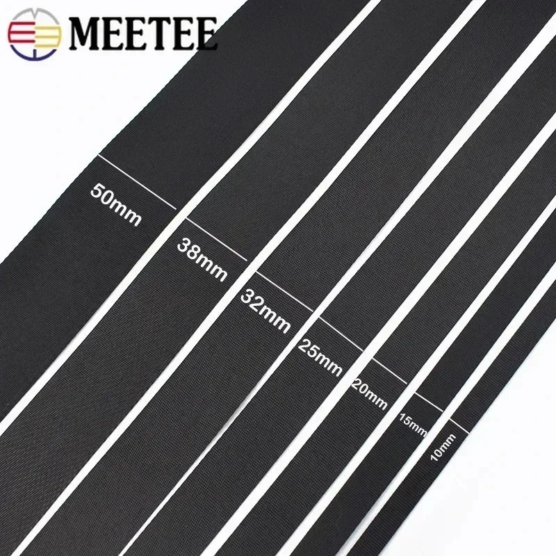 5m Schwarz Nylon Gurtband 10-100mm für Rucksack, Gürtel, DIY Nähen