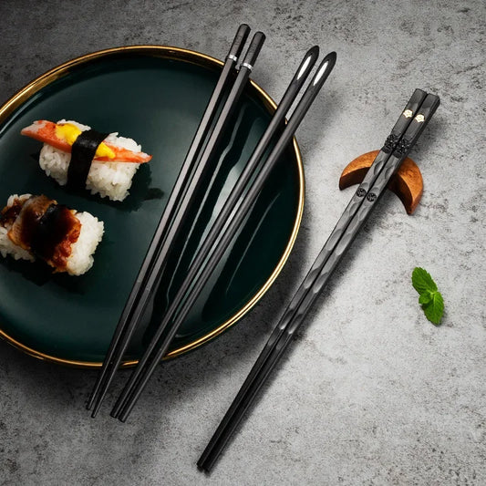 5 Paar Nicht-Slip Metall Stäbchen Japanisch Koreanisch Stil für Sushi Essen