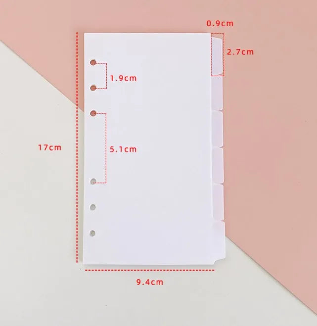 Transparenter Papier Indexteiler mit 6 Löchern für Binder und Planer