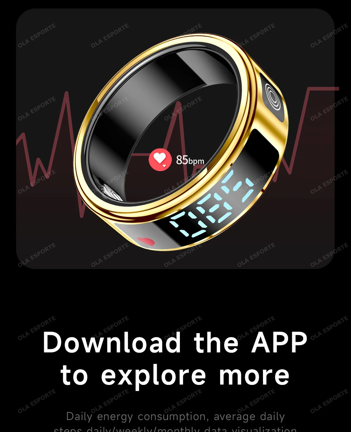 Wasserdichter Smart Ring mit Display und Gesundheitsmonitor