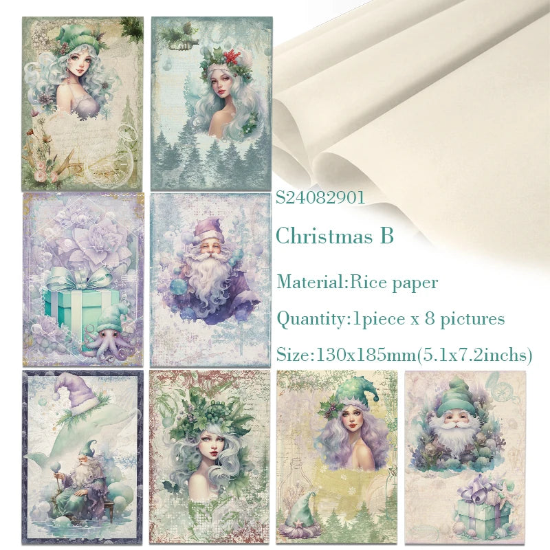 Reispapier im Retro Design für Scrapbooking und Vintage Dekoration