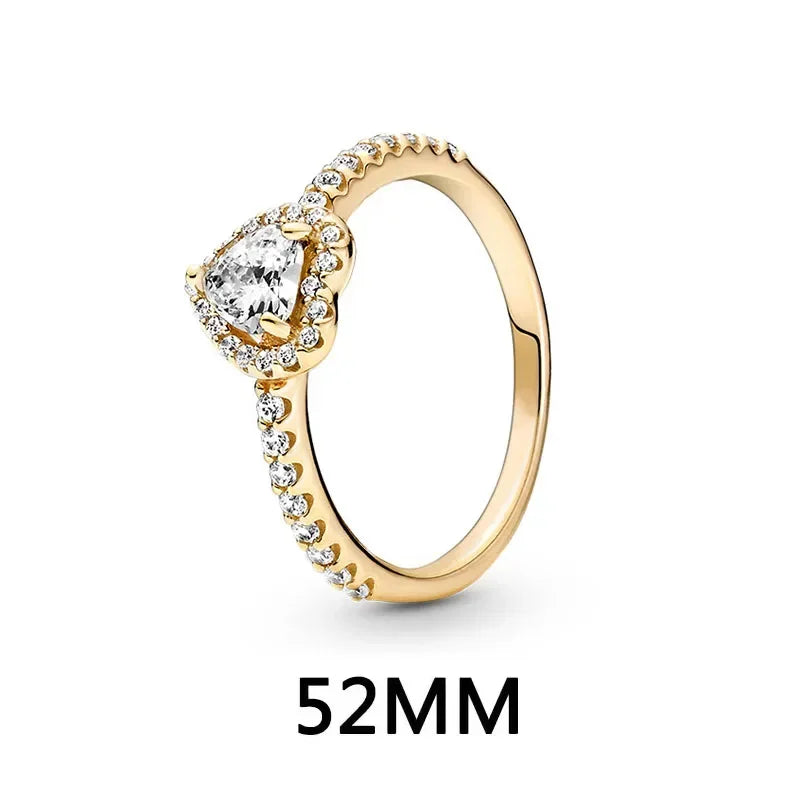 Funkelndes Schmuckset 925er Sterlingsilber Herz Ring Halskette Ohrringe