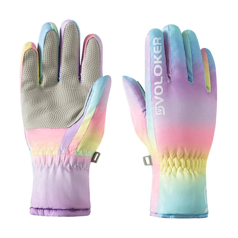 Warme wasserdichte Kinder Skihandschuhe mit Fleece und Reißverschluss