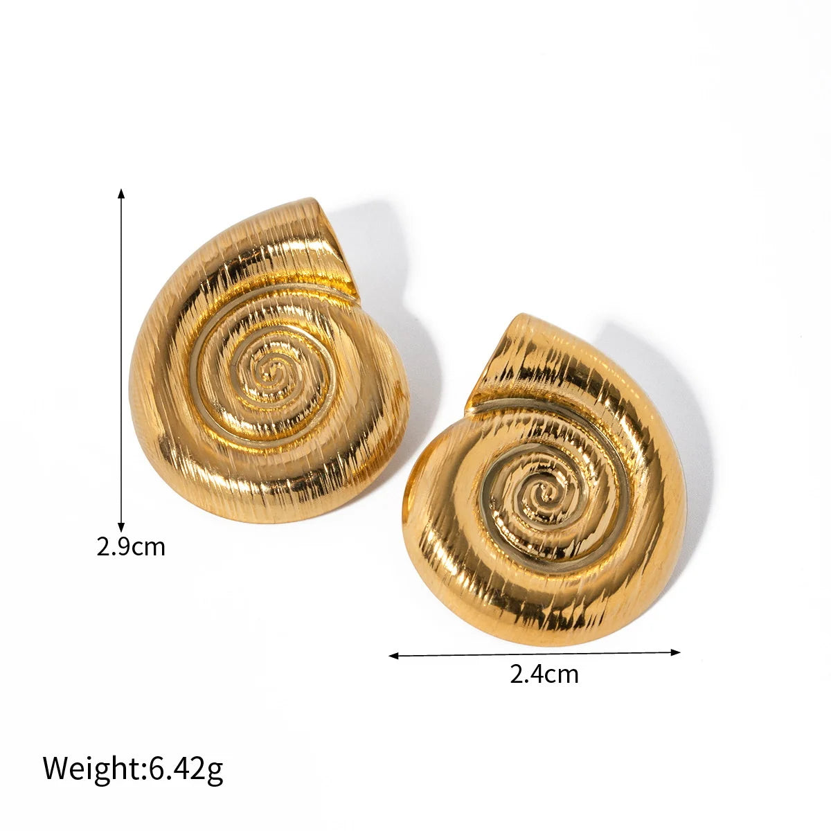 Dicke Edelstahl Muschel Ohrstecker Bolzen mit 18K Vergoldung