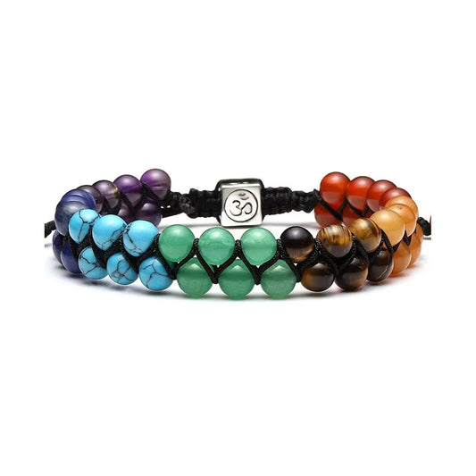 Verstellbares Chakra Kristall-Armband mit geometrischen Steinperlen Damen