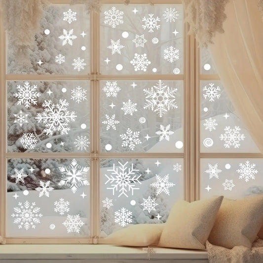4 Blatt Set Weihnachts Fensteraufkleber mit weißen Schneeflocken