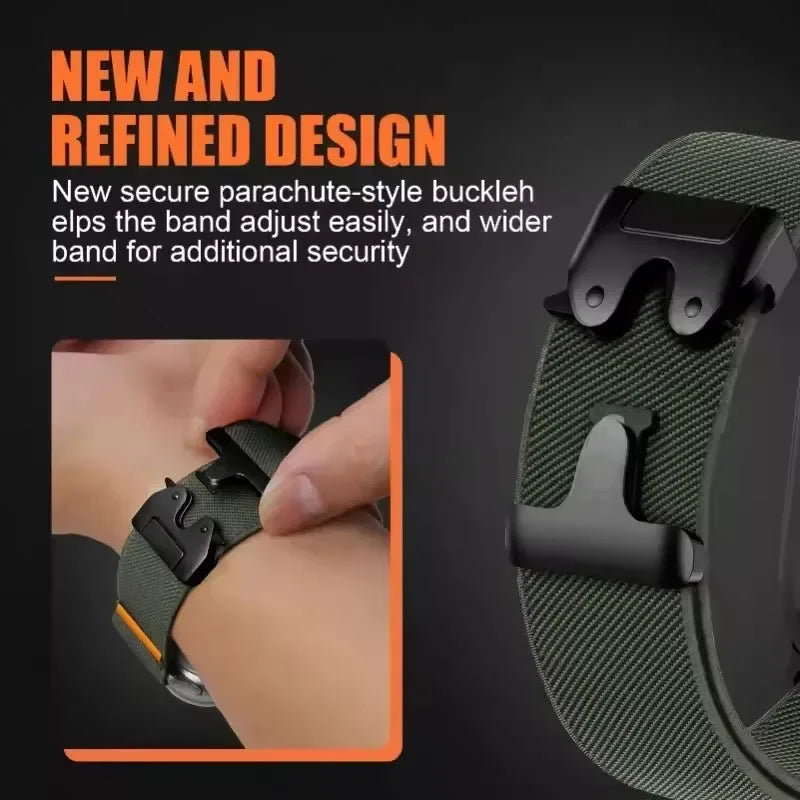 Elastisches Nylon Armband 38-49mm für Smartwatches mit Fallschirmschnalle Sport